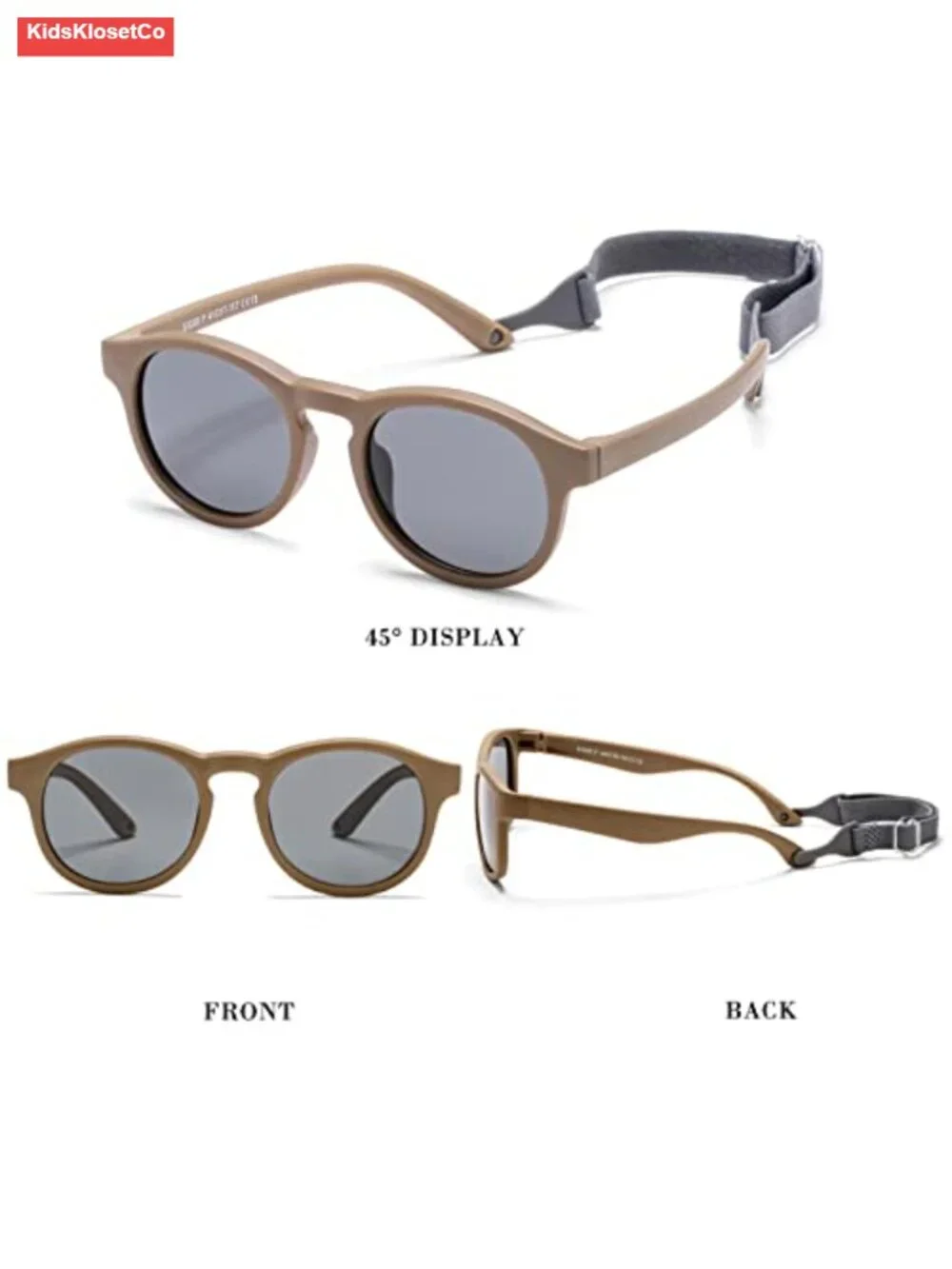 Polarized Baby Sunglasses with TPEE Flexible Frame and Strap for Toddlers